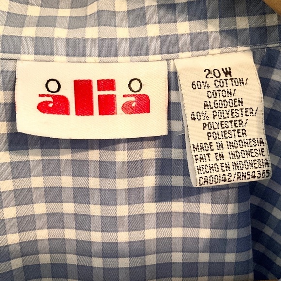 Vintage Women’s Button shirt Alia Like new Blue Gingham Plaid Cotton blend 20W - Picture 2 of 9